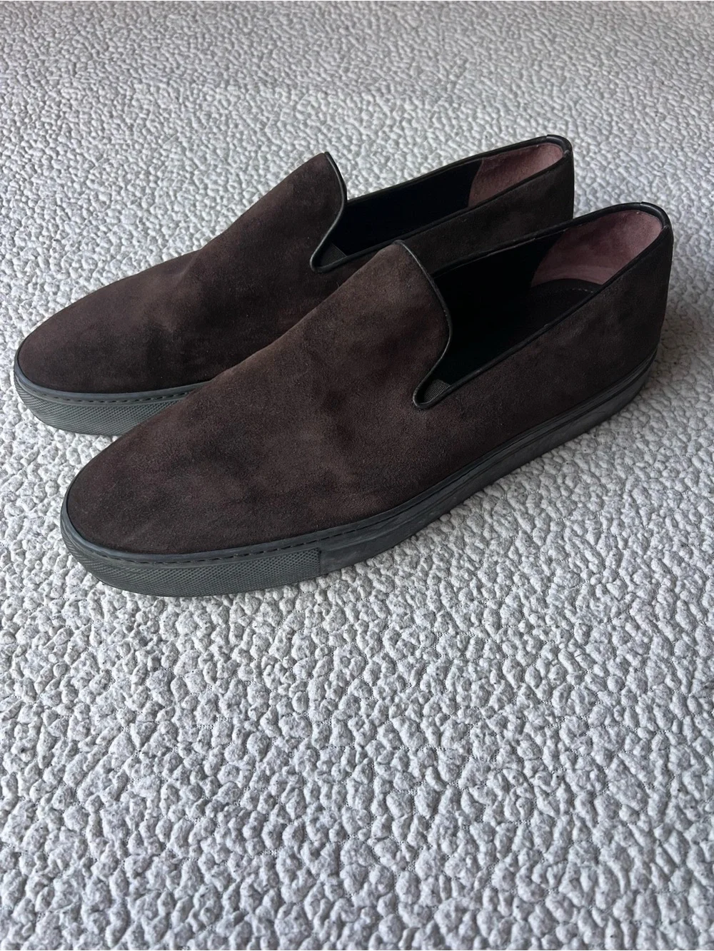Giorgio Armani Made in Italy Brown Suede Slip On Sneakers Loafers Office EU 45